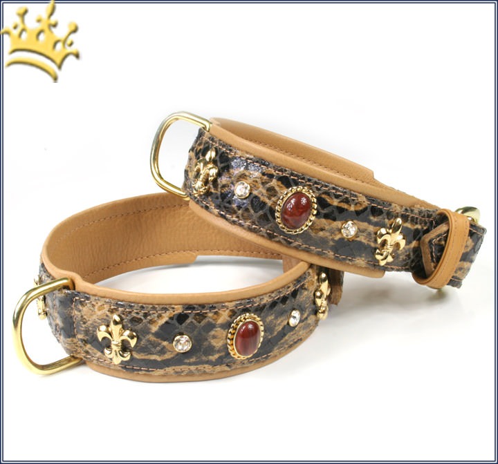 Hundehalsband Fleur de Lis Grand Snake Halsbänder mit Strass