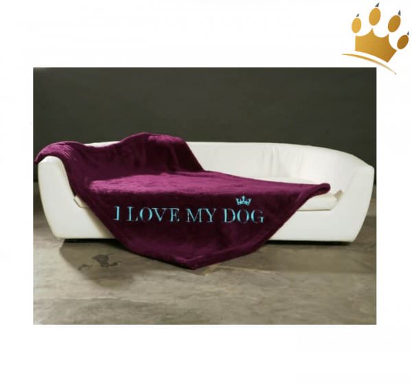 Hundedecke I Love my Dog Pflaume/ Petrol
