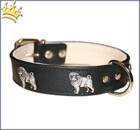 Motivhalsband Mops Schwarz