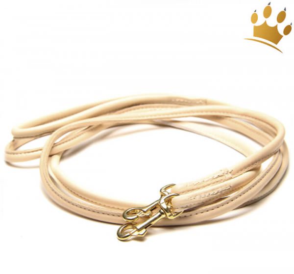 Hundelederleine Rundgenäht 100cm Elfenbein