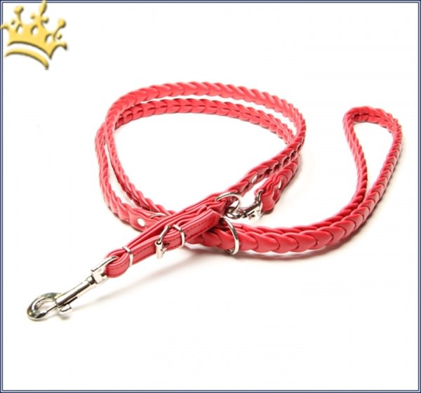 Hundelederleine geflochten Ascot Rot