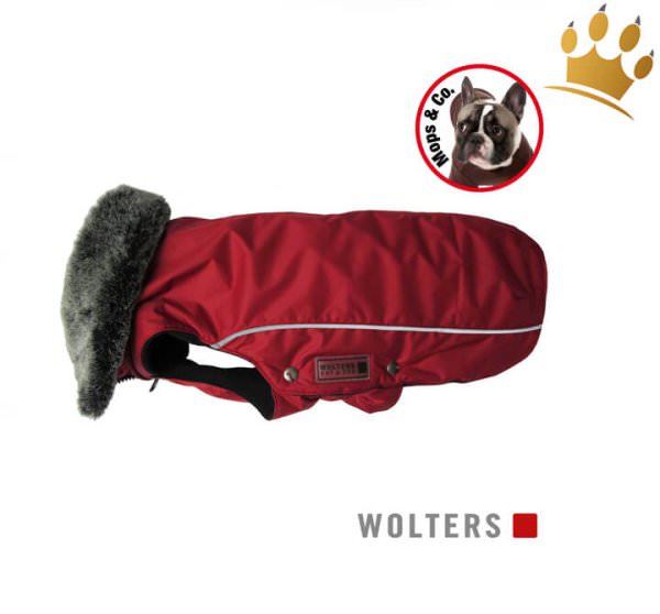 Winter Hundeparka mit Fellkragen Mops & Co. Rot