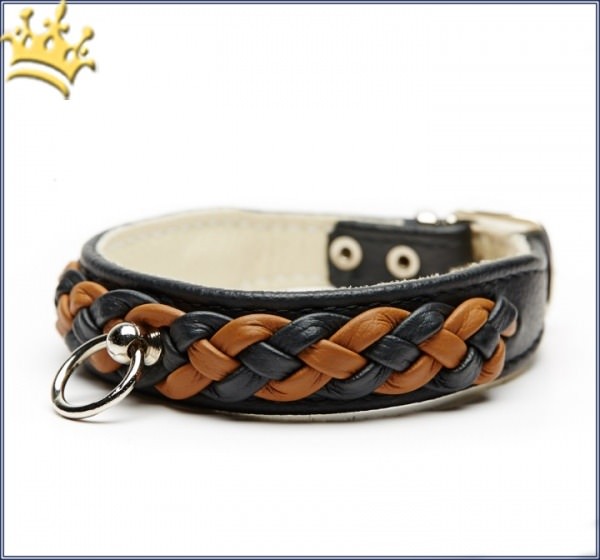 Hundehalsband Empire Double Schwarz-Cognac