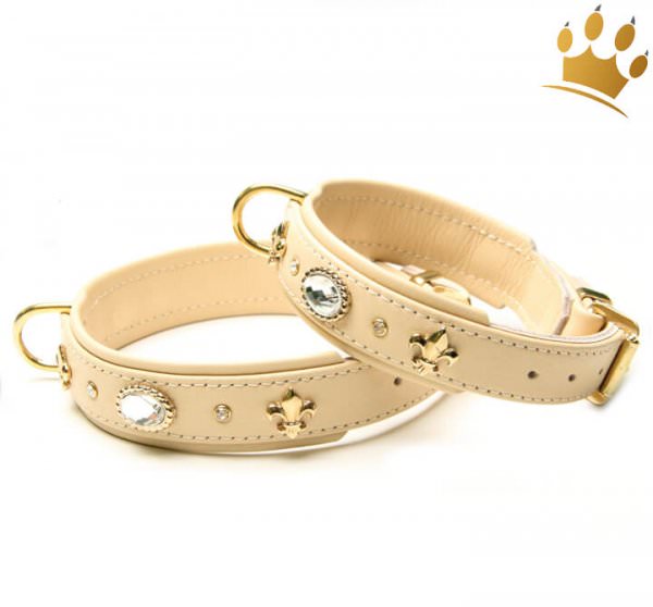Hundehalsband Fleur de Lis Grand Elfenbein