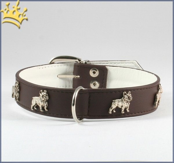 Motivhalsband Französische Bulldogge Braun