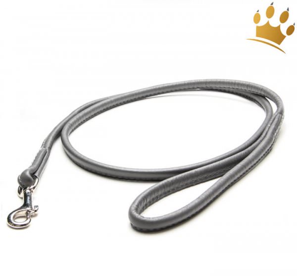 Hundelederleine Rundgenäht 100cm Grau