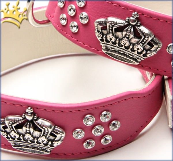 Hundehalsband Crown Deluxe Pink Lady Detail