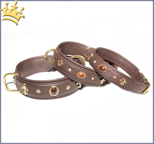 Hundehalsband Fleur de Lis Grand Dunkelbraun