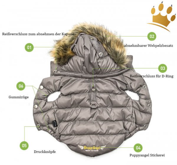 Puppyangel Hundemantel Down Hood Detail