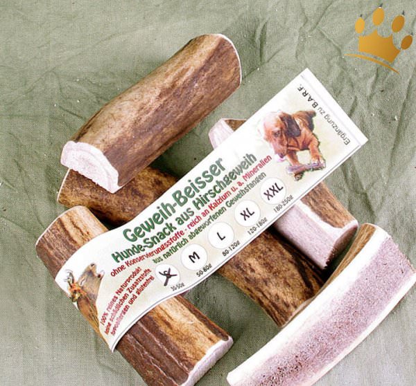 Hunde-Kauknochen Geweihbeisser halb Hirschgeweih