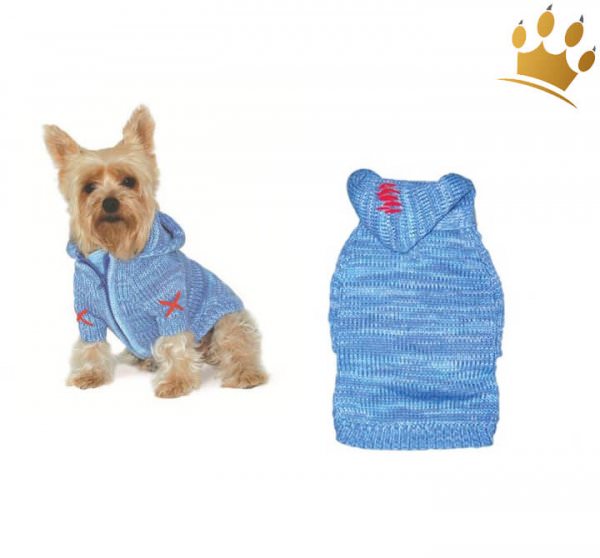 Hundepullover Hoodie Cross Blau