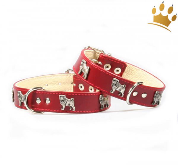 Motivhalsband Mops Rot