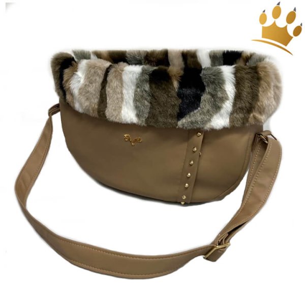 Hundetasche Avezzano Coffee Tricolour Fur