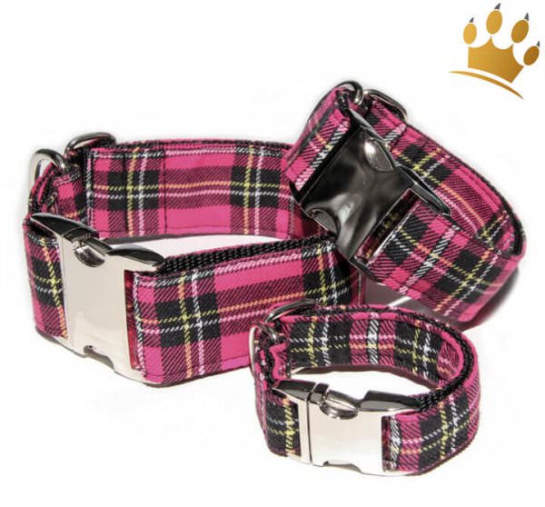 Hundehalsband Tartan Pink