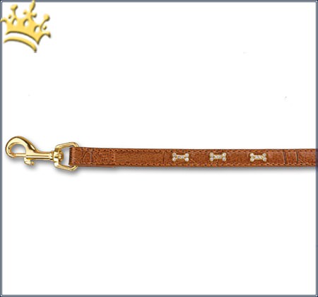 Hundeleine Bling Bling Bones Braun / Gold