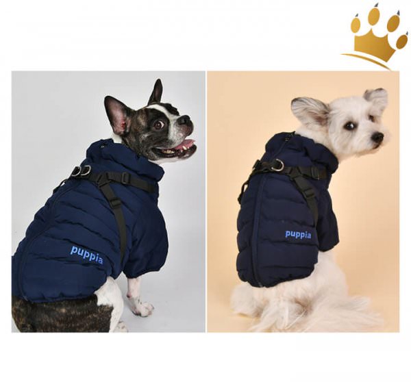 Puppia Hundemantel mit integriertem Hundegeschirr Blau