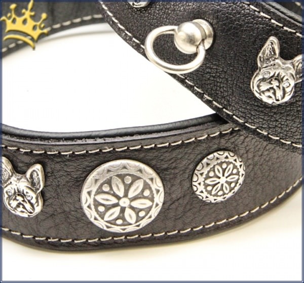Malucchi Hundehalsband Imperial Bulldogge Schwarz Detail