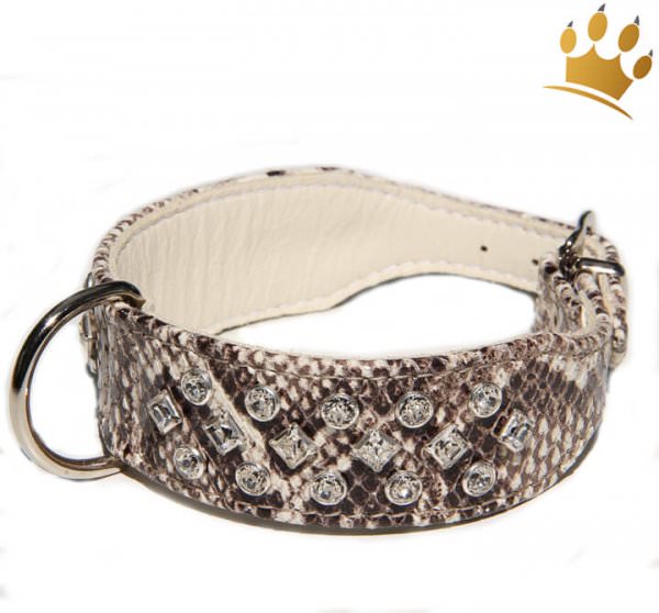 Strasshalsband Luxury Snake Creme Braun
