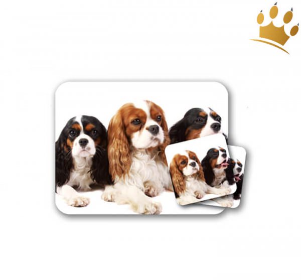 Mousepad & Untersetzer King Charles Spaniel 3er-Set