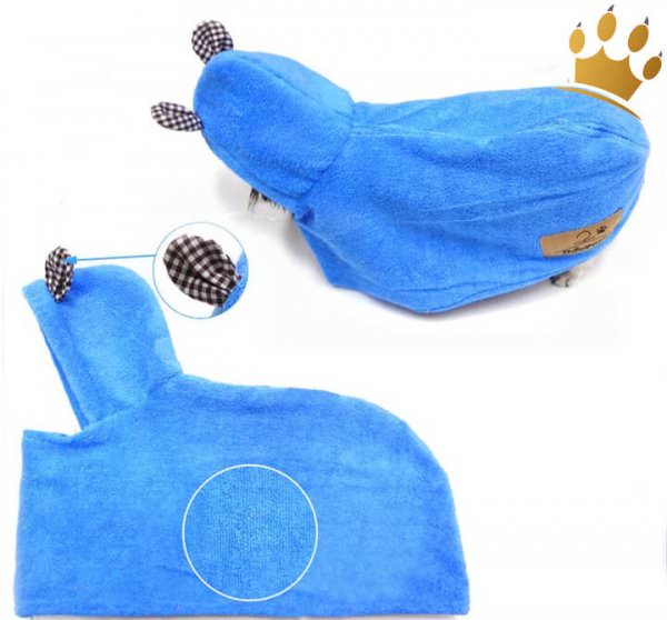 Hundebadecape Blau
