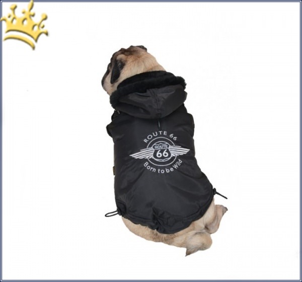 Hundemantel Mops Route 66 Winter Black