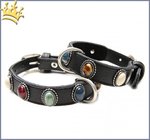 Hundehalsband Sigiriya Cabochon Schwarz