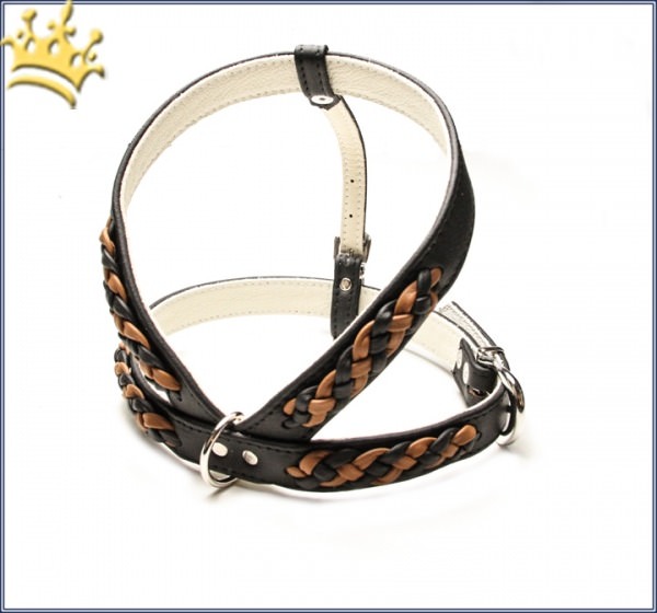 Hundegeschirr Empire Double Schwarz-Cognac