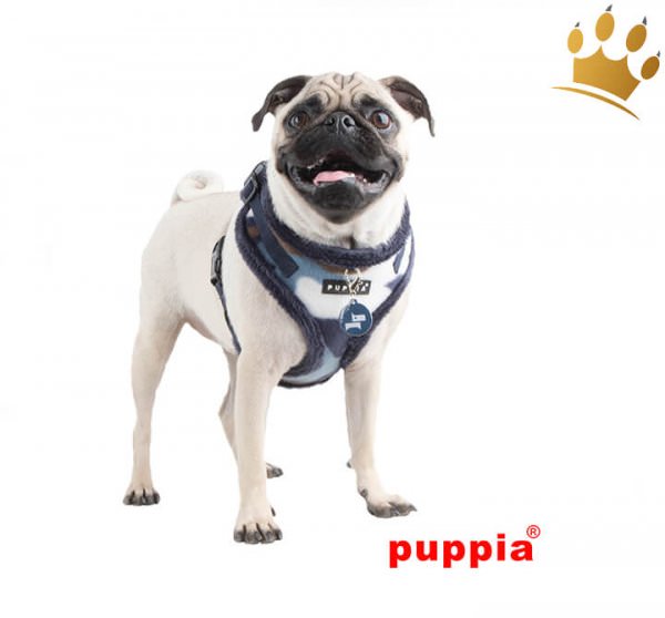 Puppia Softgeschirr Corporal Camouflage Blau Mops