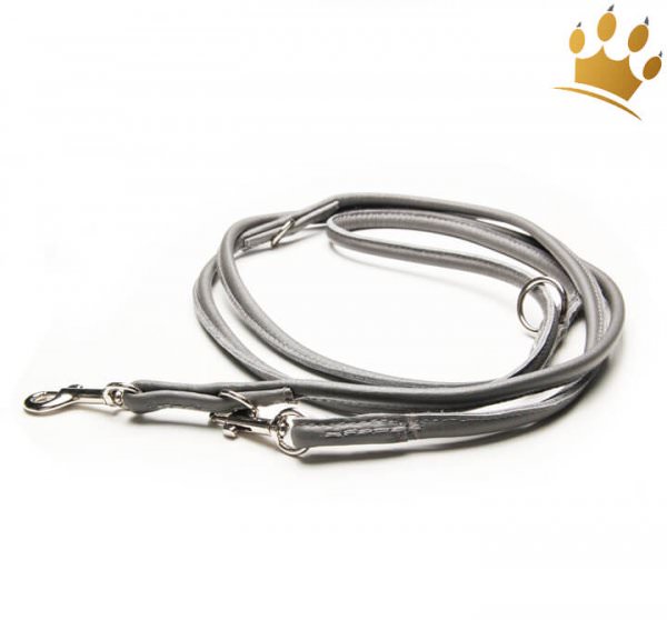Hundelederleine Rundgenäht 200cm Grau