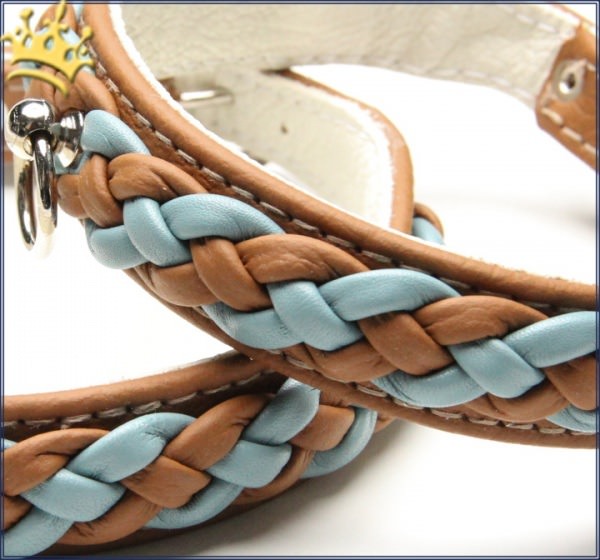 Hundehalsband Empire Double Blue-Cognac