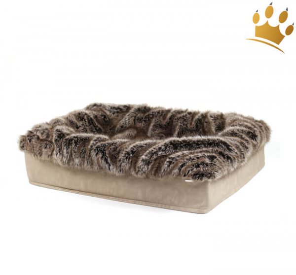 Hundebett Tief mit Decke Caramel Meliert