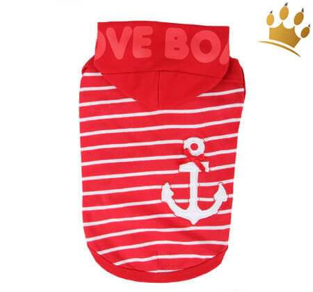 Puppia Kapuzenshirt Love Boat Rot