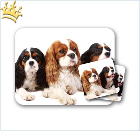 Mousepad & Untersetzer King Charles Spaniel 3er-Set
