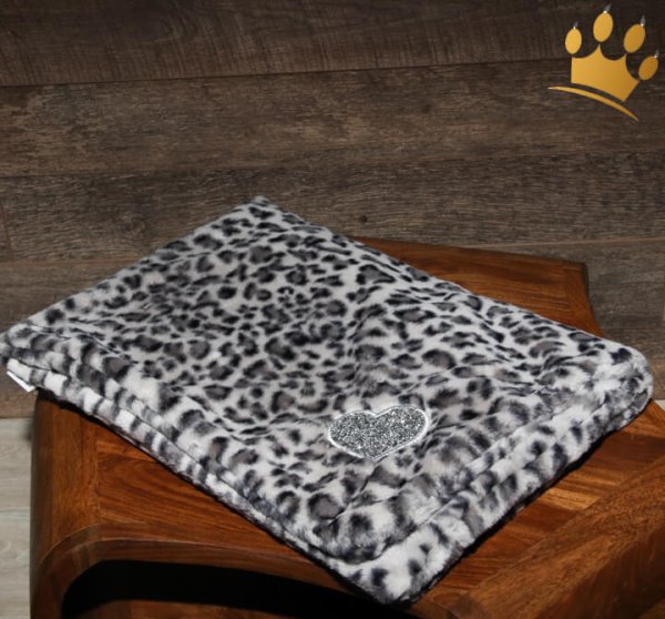 Hundedecke Fur Leopard Grey Silver Heart
