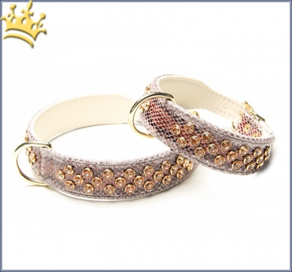 Hundehalsband Luxury Monroe Snake Cappucino