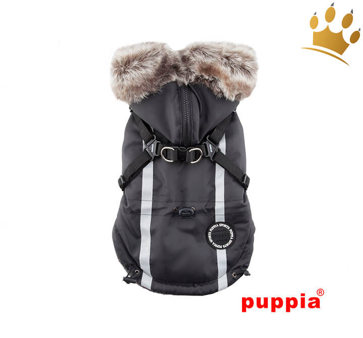 Puppia Hundemantel Clark Schwarz Hundebekleidung Winter Mäntel