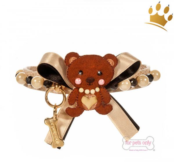 For Pets Only Hundehalsband Cream Bear Beige Lizard Gold