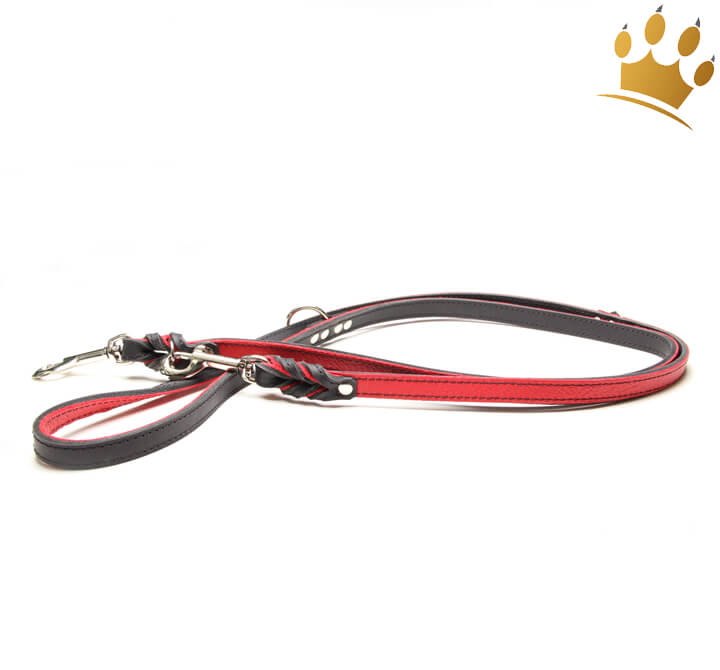 Hundeleine 'Service Dog' – 1,2 M Lang, 2,5 Cm Breit, Polyester, Rot-schwarz-weiß