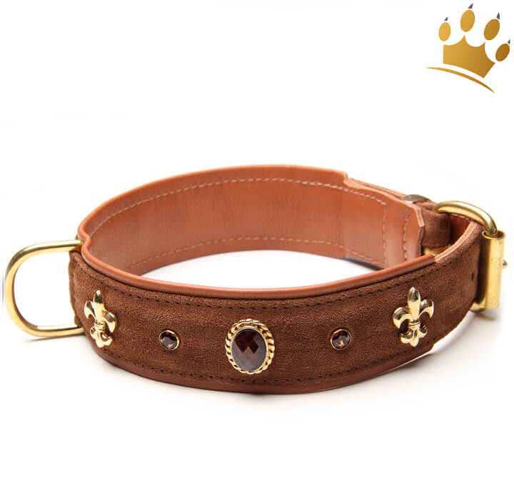 Hundehalsband Bellezza Braun Halsband Leder große Hunde Halsbänder
