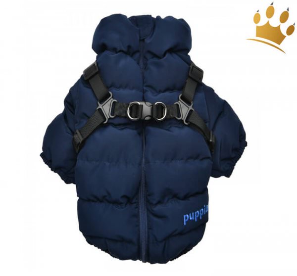 Puppia Hundemantel mit integriertem Hundegeschirr Blau