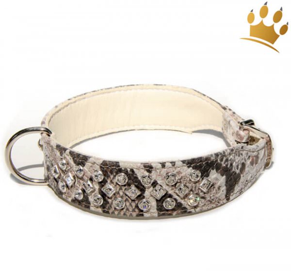 Strasshalsband Luxury Snake Creme Rose