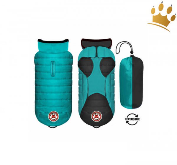 Hundemantel zum wenden Nordik - Türkis / Schwarz Detail