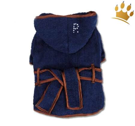 Hundebademantel Frottee Blau
