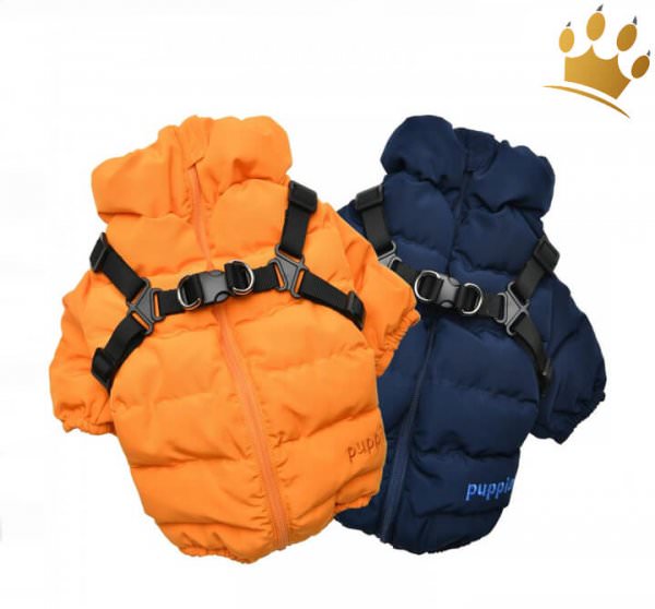 Puppia Hundemantel mit integriertem Hundegeschirr Blau