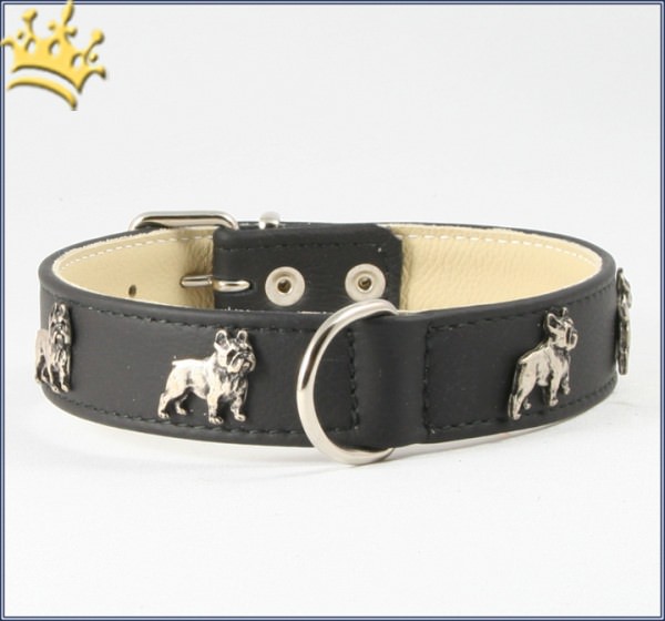 Motivhalsband Französische Bulldogge Schwarz