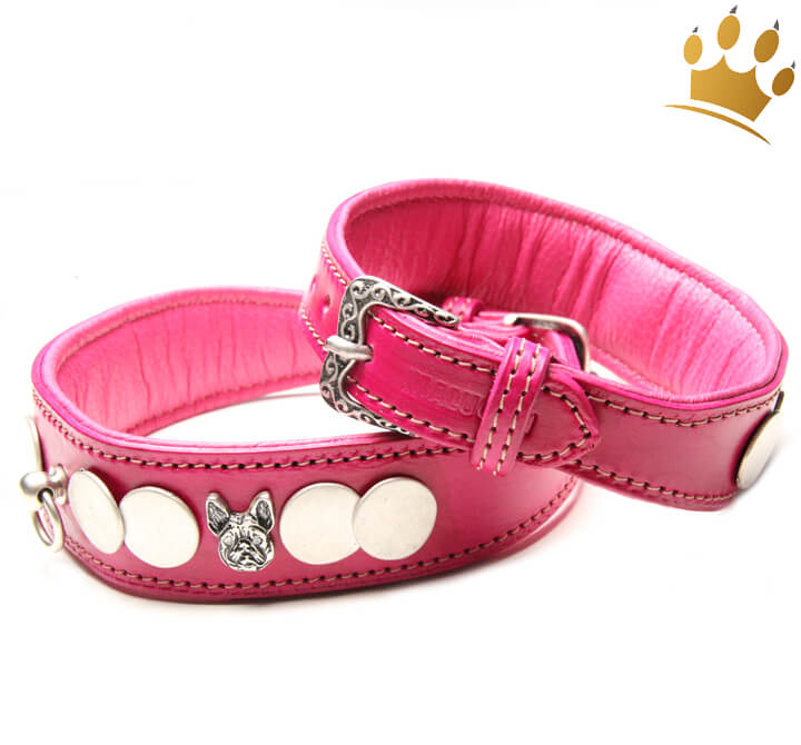 UP URARA PUP Sommer-Hundehalsband Mit Fliege - Rosa Kariert, Aus Baumwolle Mit Metallschnalle (Gr. XL, 41-65 Cm)