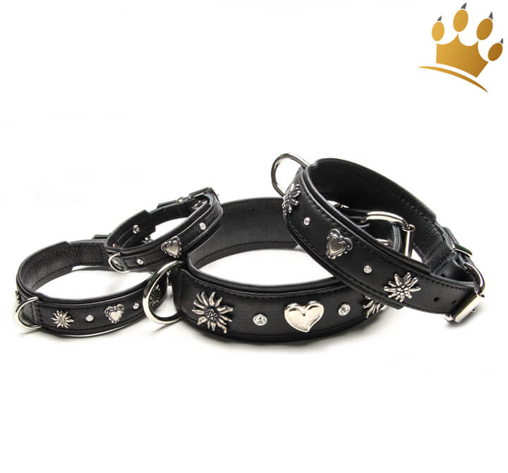 Glitzer-Hundehalsband Aus Leder – Verstellbar, Strass-besetzt, Größe L (38-46 Cm), Für Kleine Bis Große Hunde