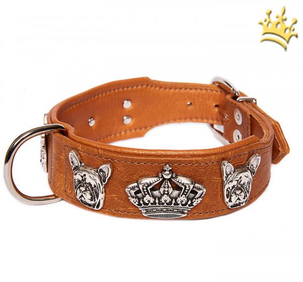 Hundehalsband Bully Deluxe Croc Cognac