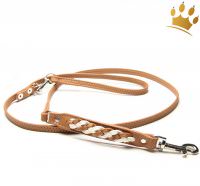 MICHUR Felipe Hundeleine Aus Leder - 150cm X 2,5cm, Handgefertigt, Büffelleder (Beige/Braun)