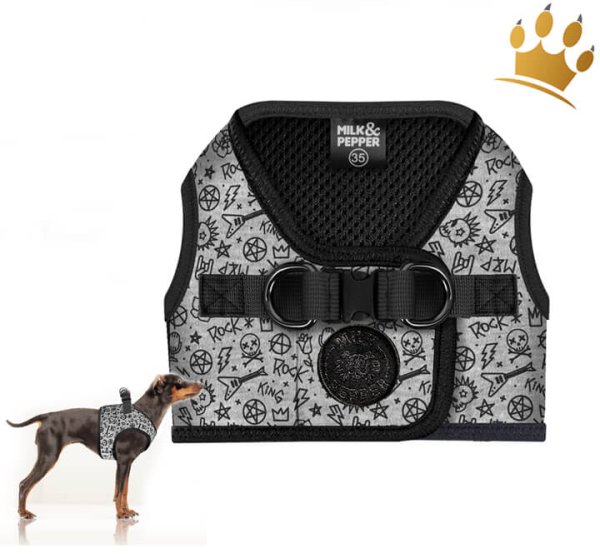 Milk & Pepper Step InTravis Hundegeschirr Grau